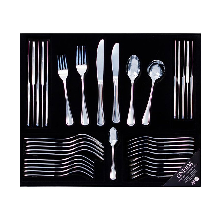 Oneida New Rim 42 Piece Cutlery Set Stainless Steel Stainless Steel