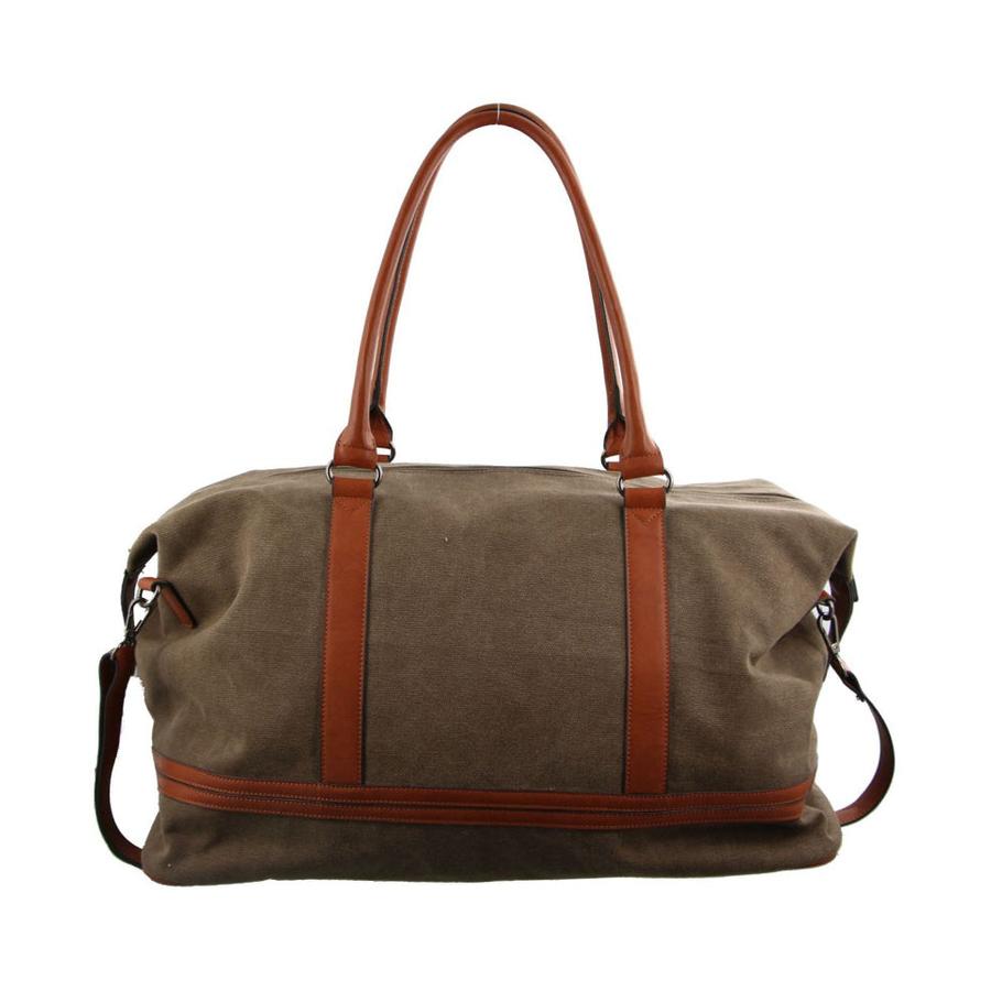 Pierre Cardin Teddie Canvas Overnight Duffle Bag Brown Brown