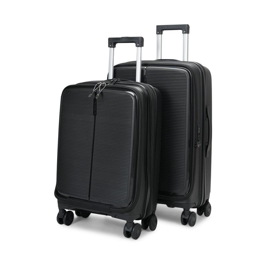 Caselite Venture 57cm & 66cm Top Open Hardside Luggage Set Black Black