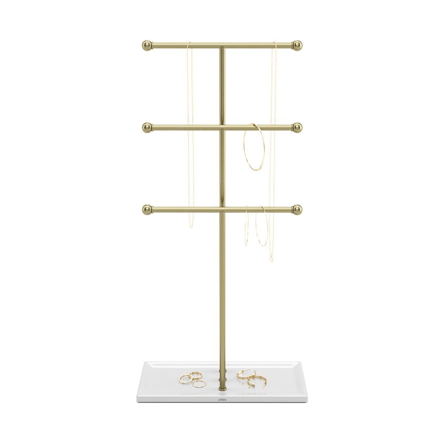 Umbra Trigem Jewellery Stand Organiser White/Brass White/Brass