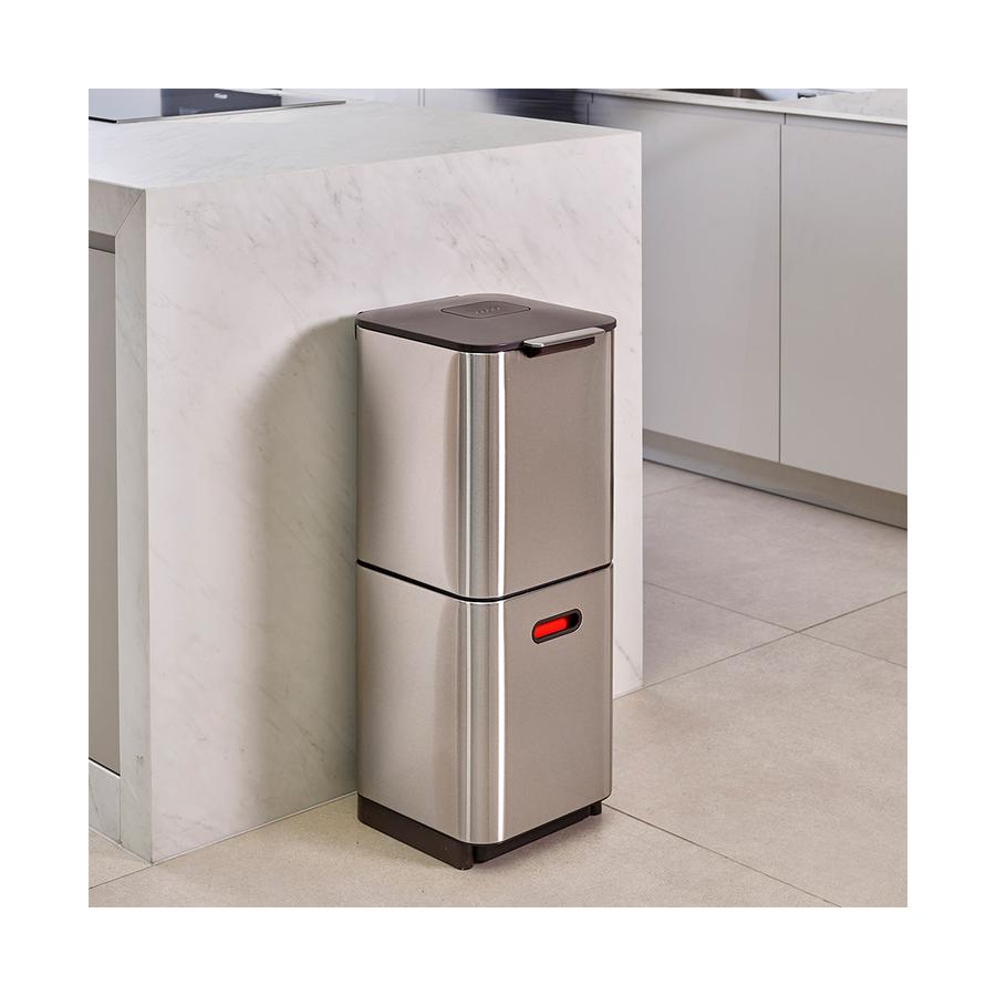 Joseph Joseph Totem 40L Waste & Recycling Bin Stainless Steel Stainless Steel