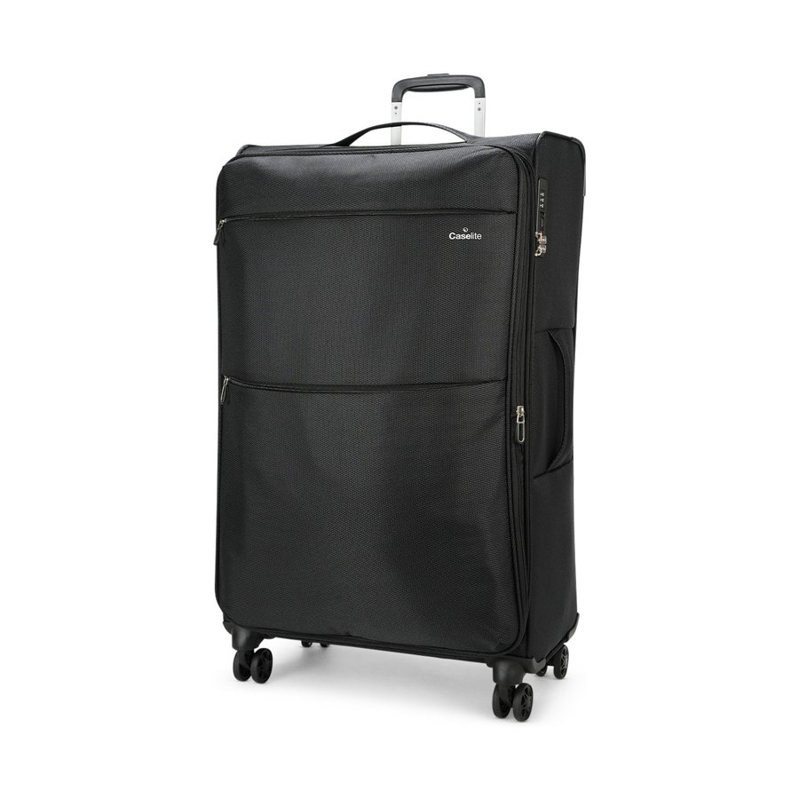 Caselite Ultra 80cm Softside Checked Suitcase & Laptop Bag Set Black Black