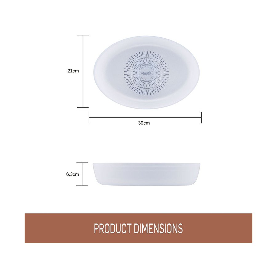Essteele Glass Ceramic Nonstick 1.9L Medium Oval Dish White White