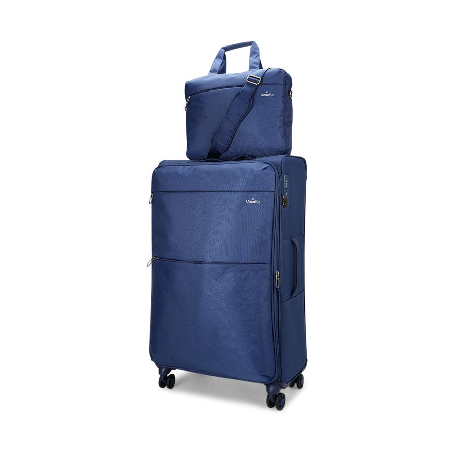 Caselite Ultra 80cm Softside Checked Suitcase & Laptop Bag Set Navy Navy