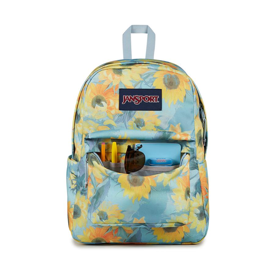 Jansport Superbreak Plus Backpack Surreal Sunflowers Blue Dusk Surreal Sunflowers Blue Dusk