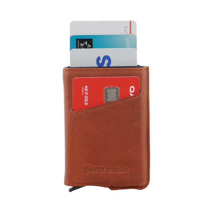 Pierre Cardin Dorian Leather Smart Slide Card Holder Wallet Tan Tan