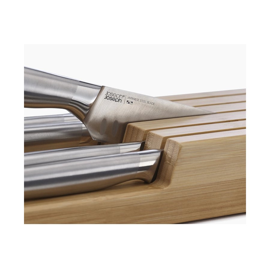 Joseph Joseph Elevate Steel Knife Set with In-Drawer Storage Tray Bamboo Bamboo