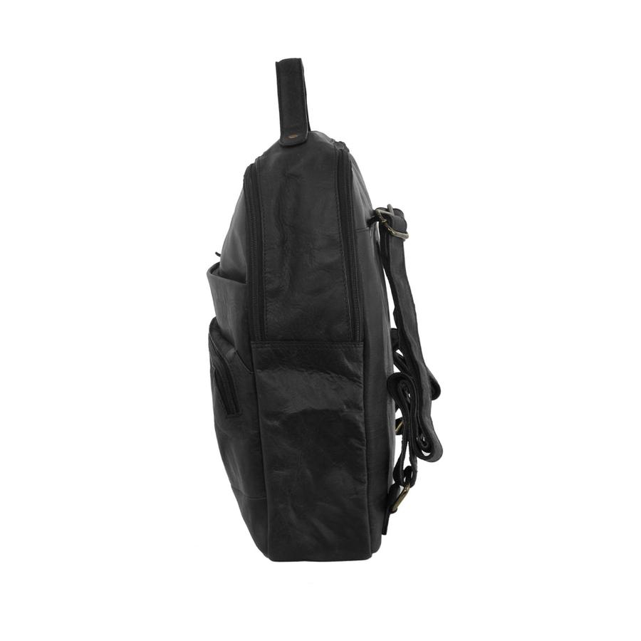 Pierre Cardin Quinn Rustic Leather 15" Laptop Backpack Black Black