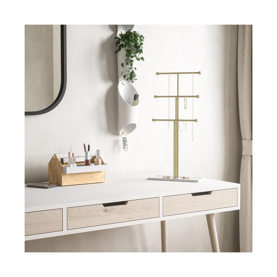 Umbra Trigem Jewellery Stand Organiser White/Brass White/Brass