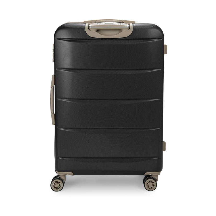 Pierre Cardin Marino 70cm Hardside Checked Suitcase Black Black