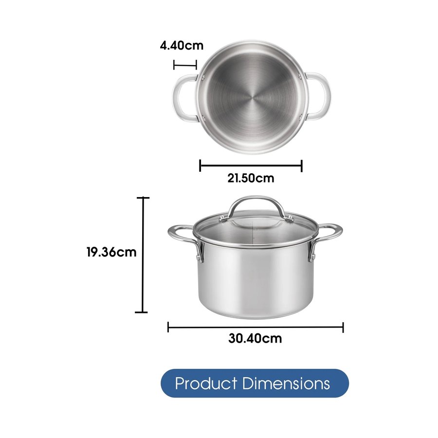 Raco Steel Essentials 20cm (3.8L) Induction Covered Saucepot Stainless Steel Stainless Steel