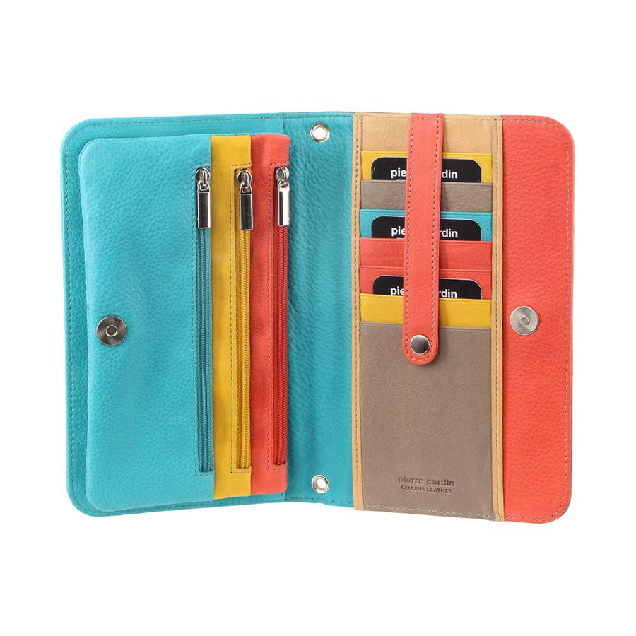 Pierre Cardin Arna Crossbody Organiser Taupe/Turquoise Taupe/Turquoise