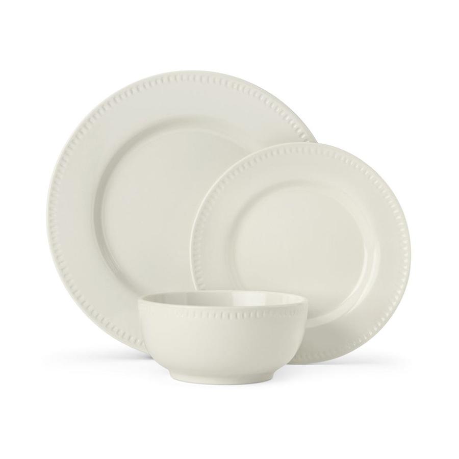 Mikasa Cranborne 12-Piece Stoneware Dinner Set Cream Cream