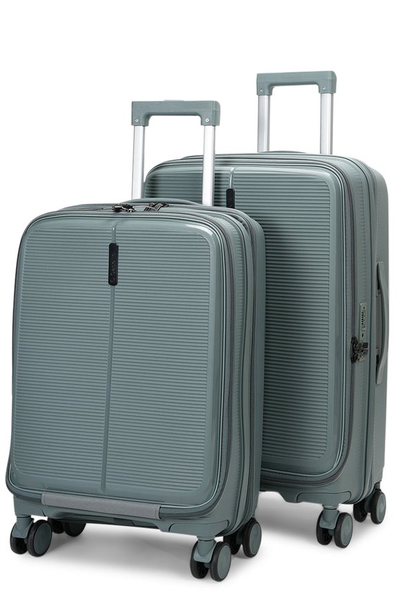 Caselite Venture 57cm & 66cm Top Open Hardside Luggage Set Grey Green