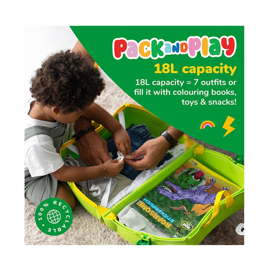 Trunki Dudley the Dinosaur Kids Suitcase Green Green