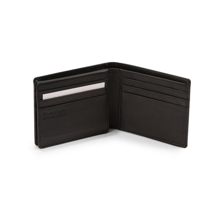 Samsonite DLX Leather RFID Wallet - 9 Card Black Black