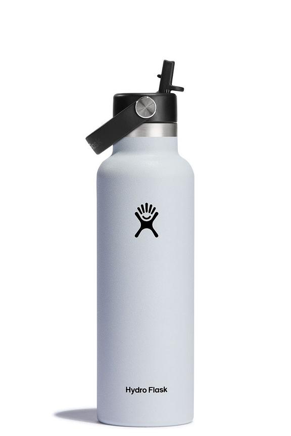 Hydro Flask 21oz (621ml) Standard Mouth Drink Bottle w/ Flex Straw Cap White