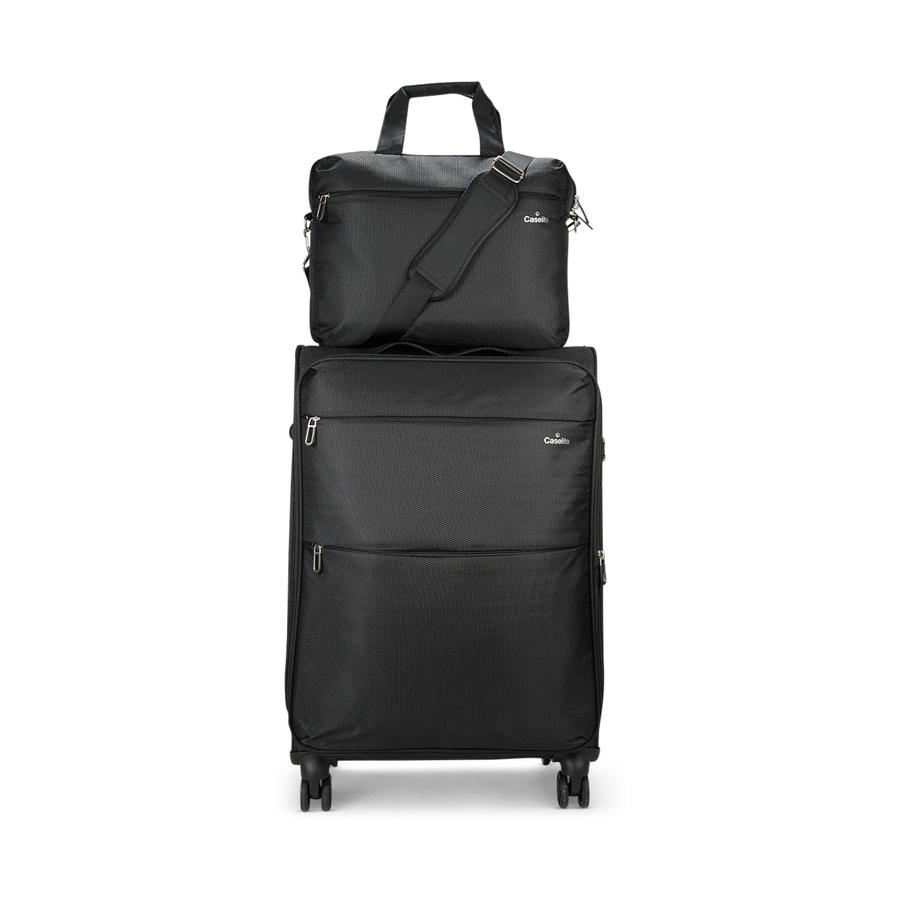 Caselite Ultra 69cm Softside Checked Suitcase & Laptop Bag Set Black Black