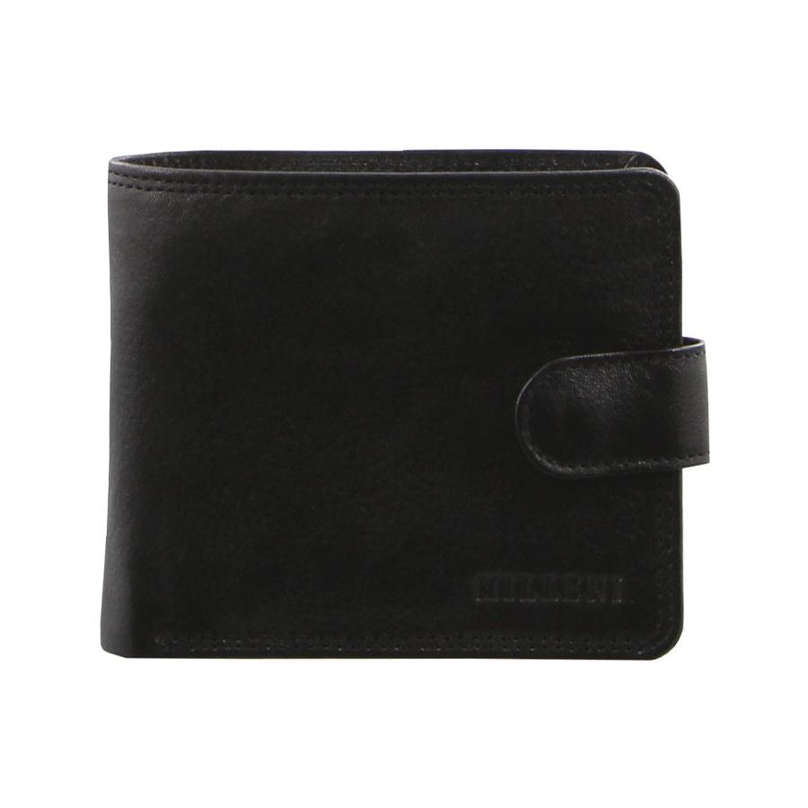 Milleni Fabio Men's Leather RFID Wallet Black Black