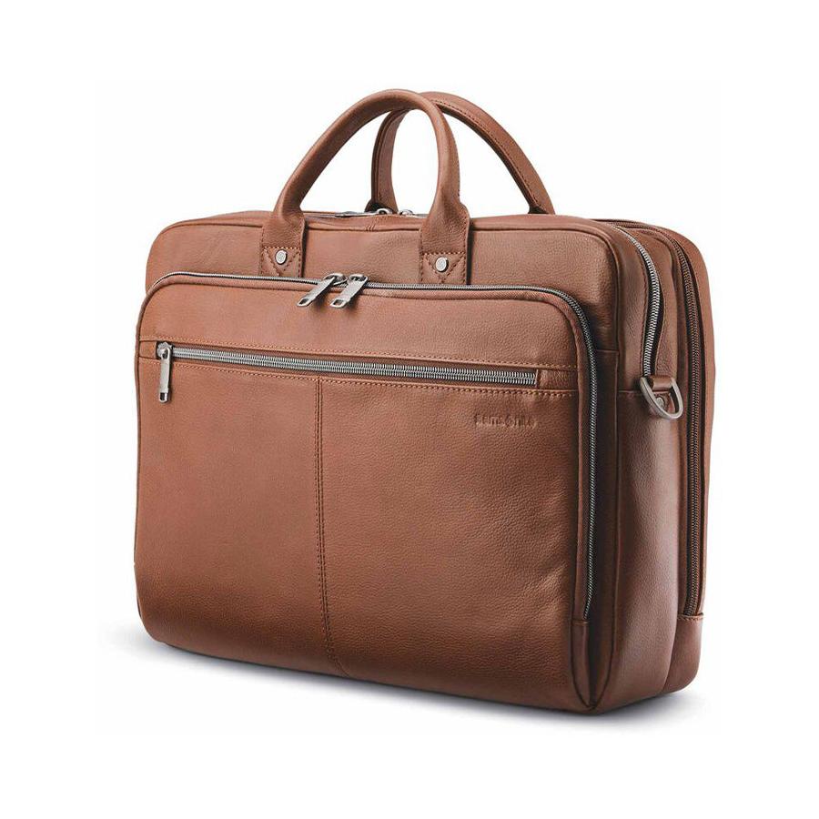 Samsonite Classic Leather Toploader Briefcase Cognac Cognac