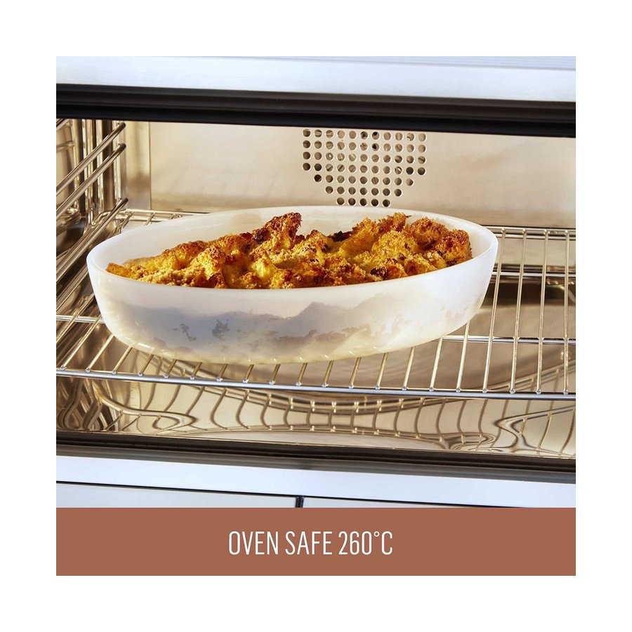 Essteele Glass Ceramic Nonstick 2.3L Medium Rectangular Dish White White