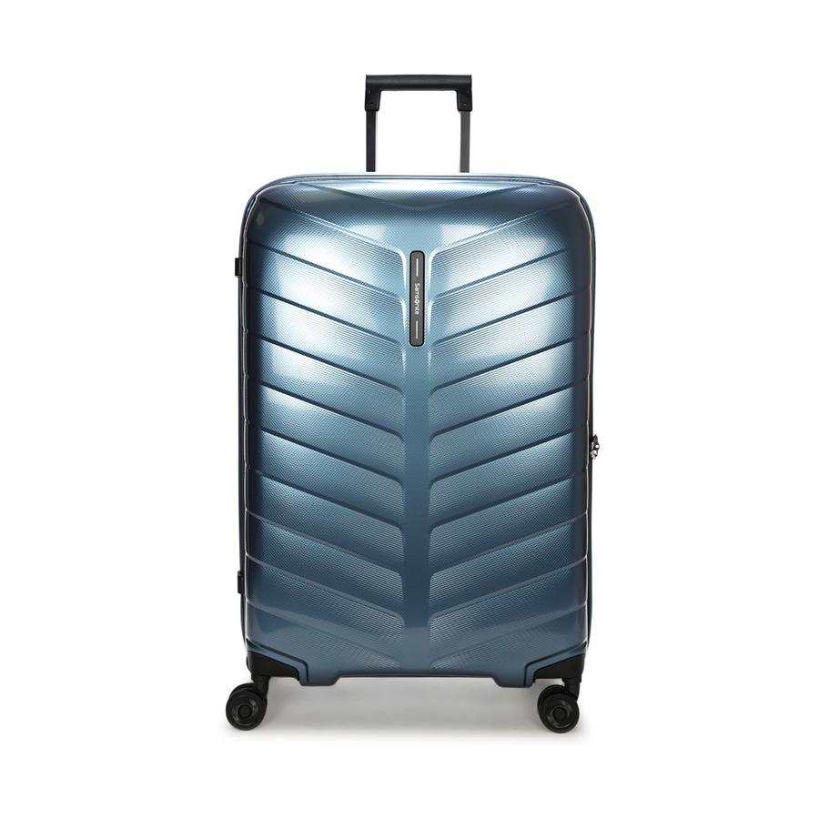 Samsonite Attrix 75cm Hardside Checked Suitcase Steel Blue Steel Blue