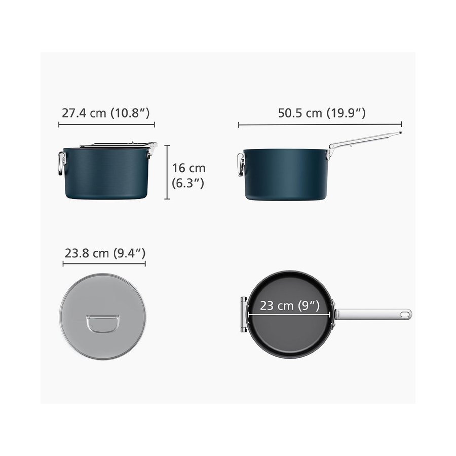 Joseph Joseph Space 23cm Non-Stick Saucepan & Lid Midnight Blue Midnight Blue