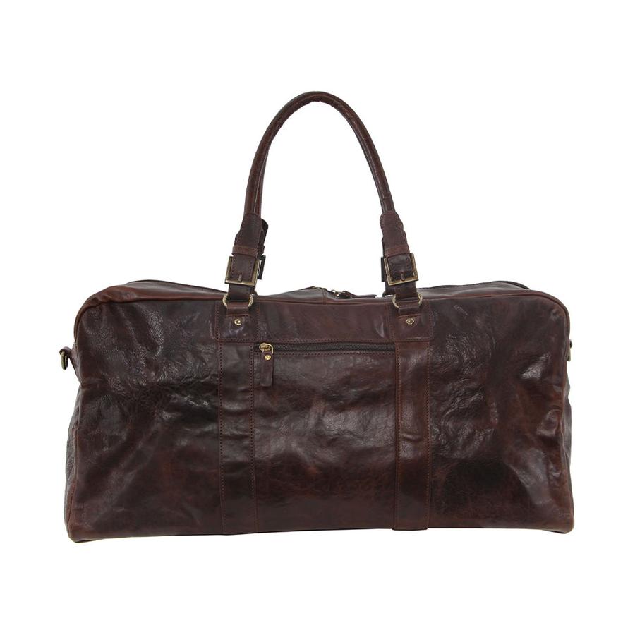 Pierre Cardin Boston Rustic Leather Overnight Duffle Bag Chocolate Chocolate