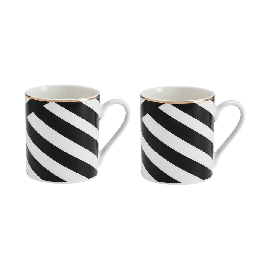 Mikasa Luxe Deco 380ml China Mugs (Set of 4) Black/White Black/White