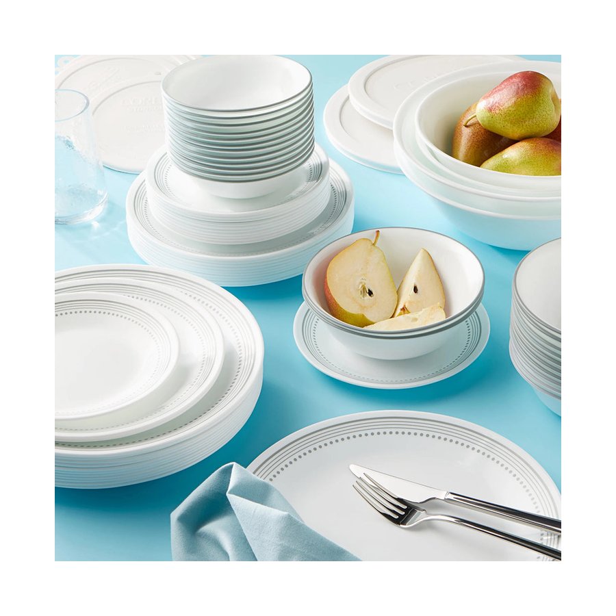 Corelle Mystic Gray 12 Piece Dinner Set White White