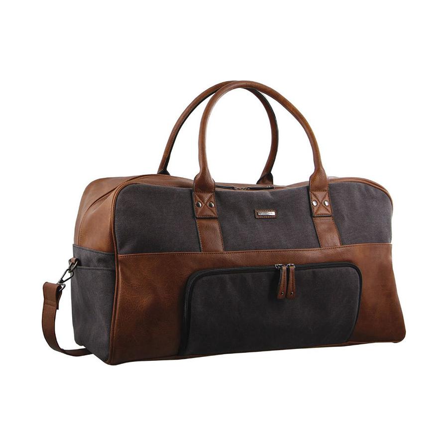 Pierre Cardin Raven Canvas Overnight Duffle Bag Black Black