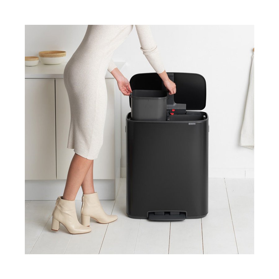 Brabantia Bo Pedal Bin (2 x 30L) Matte Black Matte Black