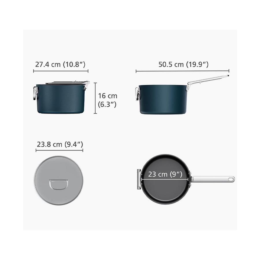 Joseph Joseph Space 23cm Non-Stick Saucepan & Lid Midnight Blue Midnight Blue