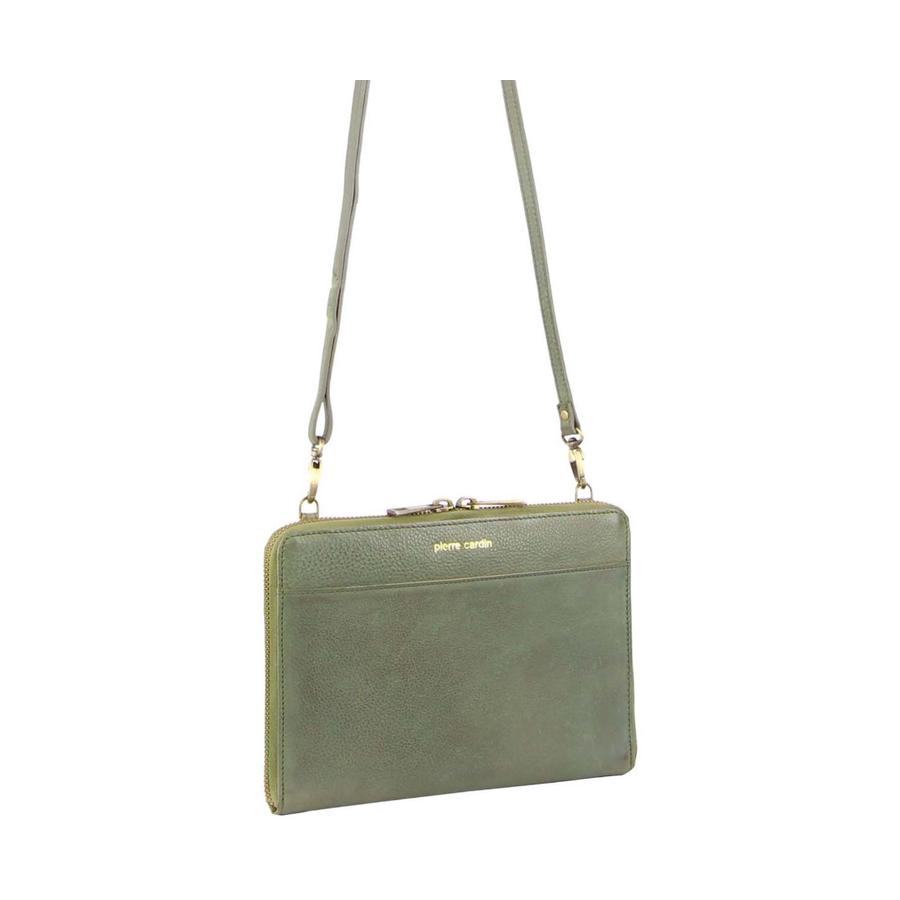 Pierre Cardin Becky Rustic Leather Crossbody Bag Mint Mint