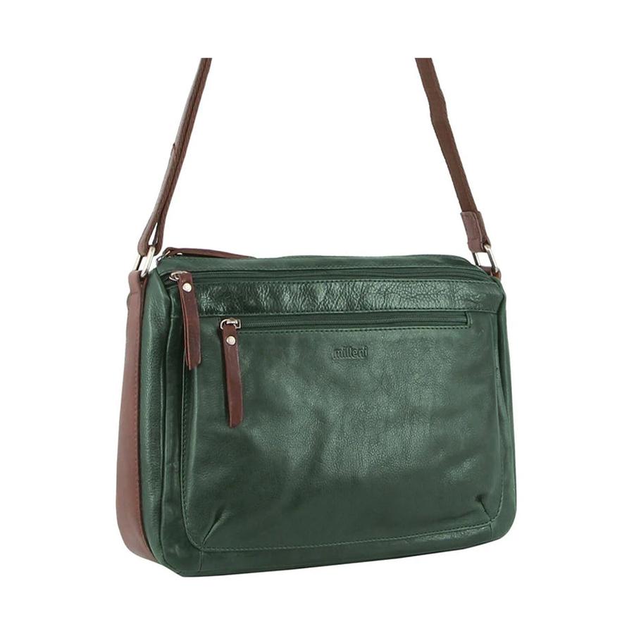 Milleni Grace Women's Leather Crossbody Bag Emerald/Chestnut Emerald/Chestnut