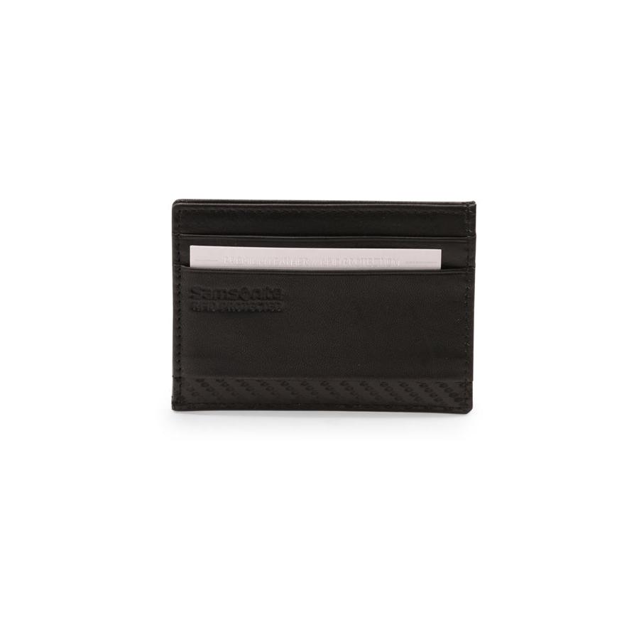 Samsonite DLX Leather RFID Card Holder Black Black