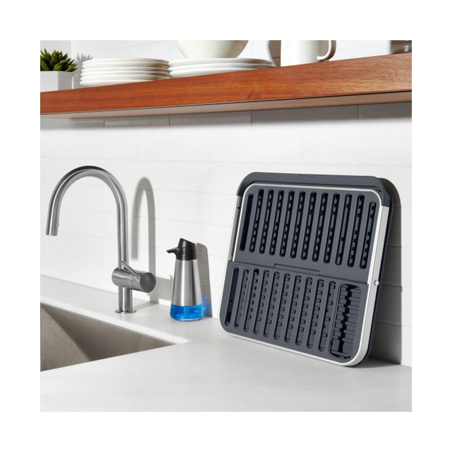 OXO Good Grips Aluminium Fold Flat Dish Rack Silver/Grey Silver/Grey