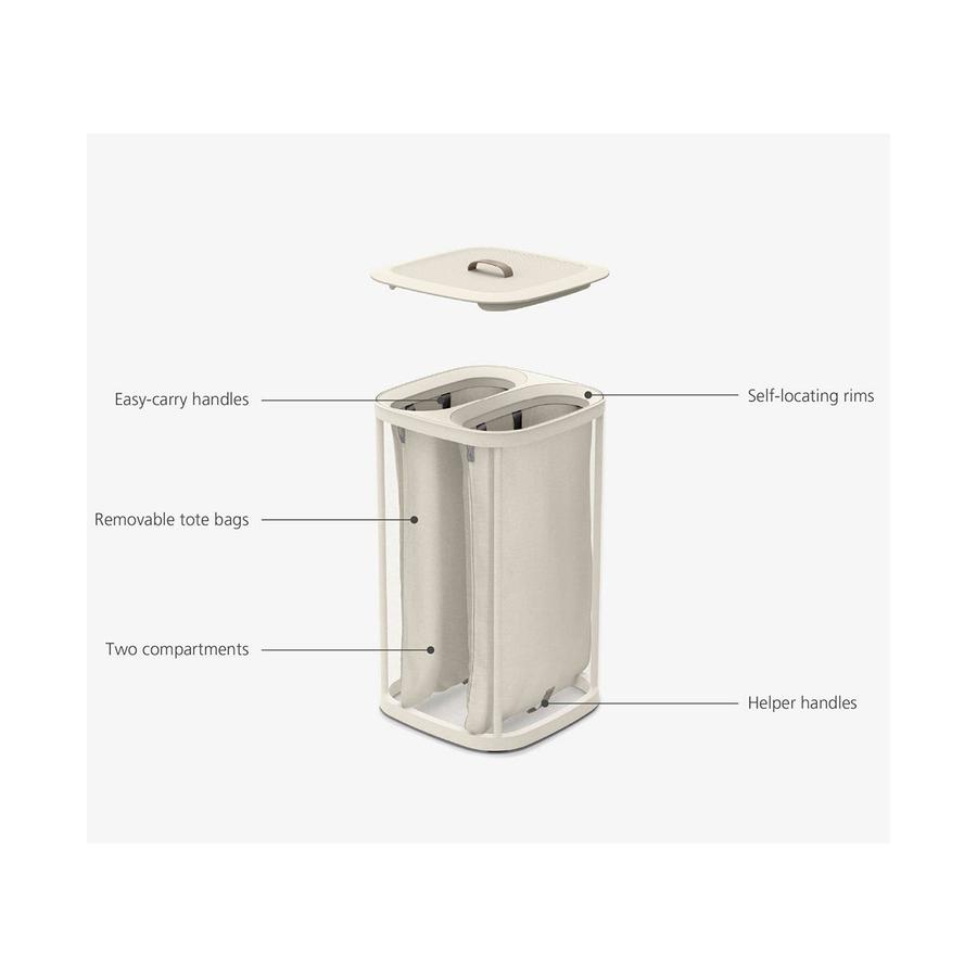 Joseph Joseph Tota 60L Laundry Separation Basket Ecru Ecru