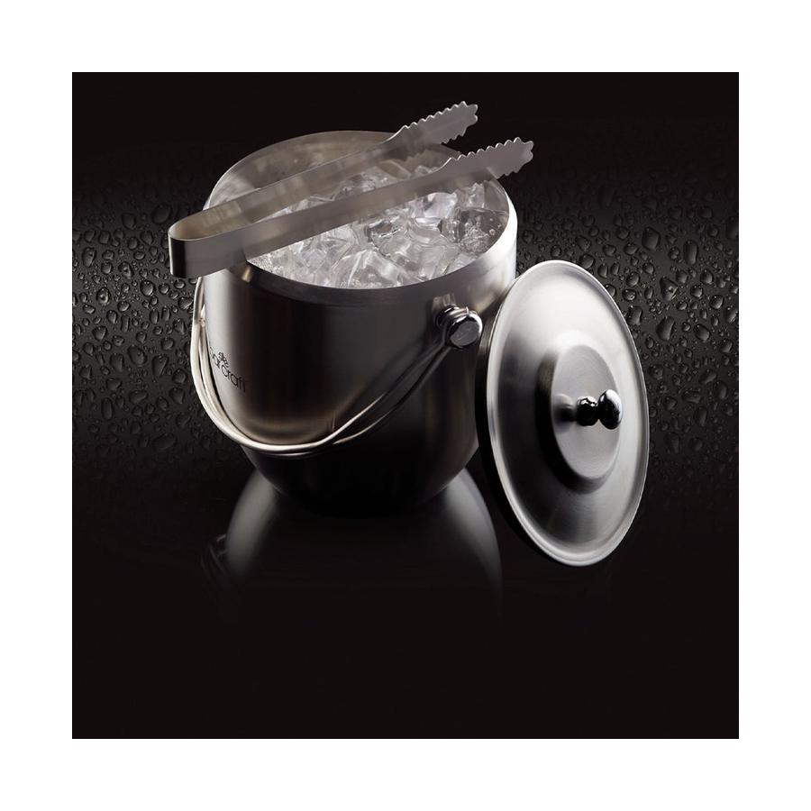 Barcraft Stainless Steel Ice Bucket with Lid & Tongs Silver Silver
