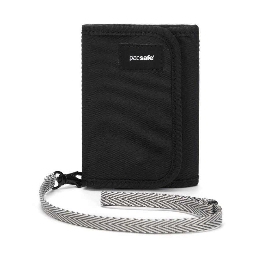 Pacsafe RFIDsafe V125 Anti-Theft RFID Blocking Tri-Fold Wallet Black Black