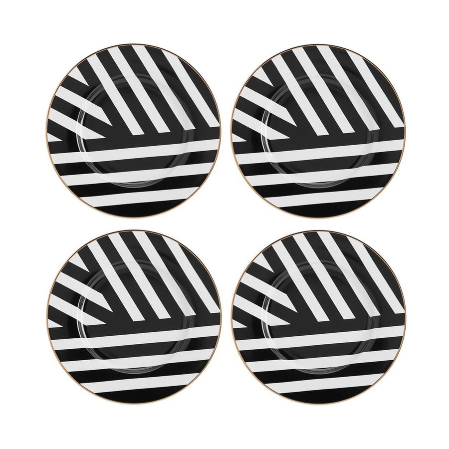 Mikasa Luxe Deco 12-Piece China Dinner Set Black/White Black/White