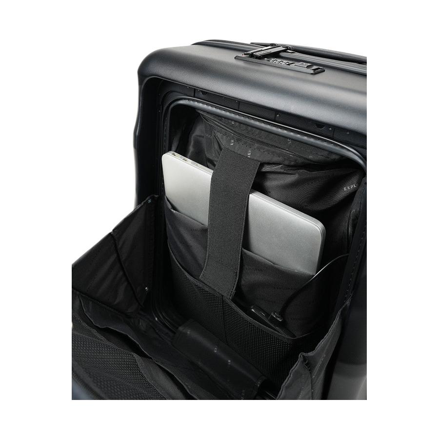 Explorer Luna-Air 55cm Front Access Hardside Carry-On Suitcase Black Black