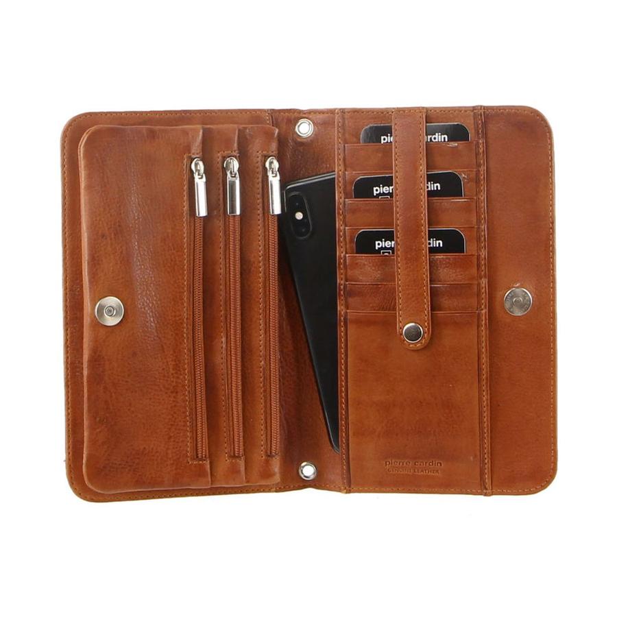 Pierre Cardin Piper Women's Italian Leather Crossbody Organiser Cognac Cognac