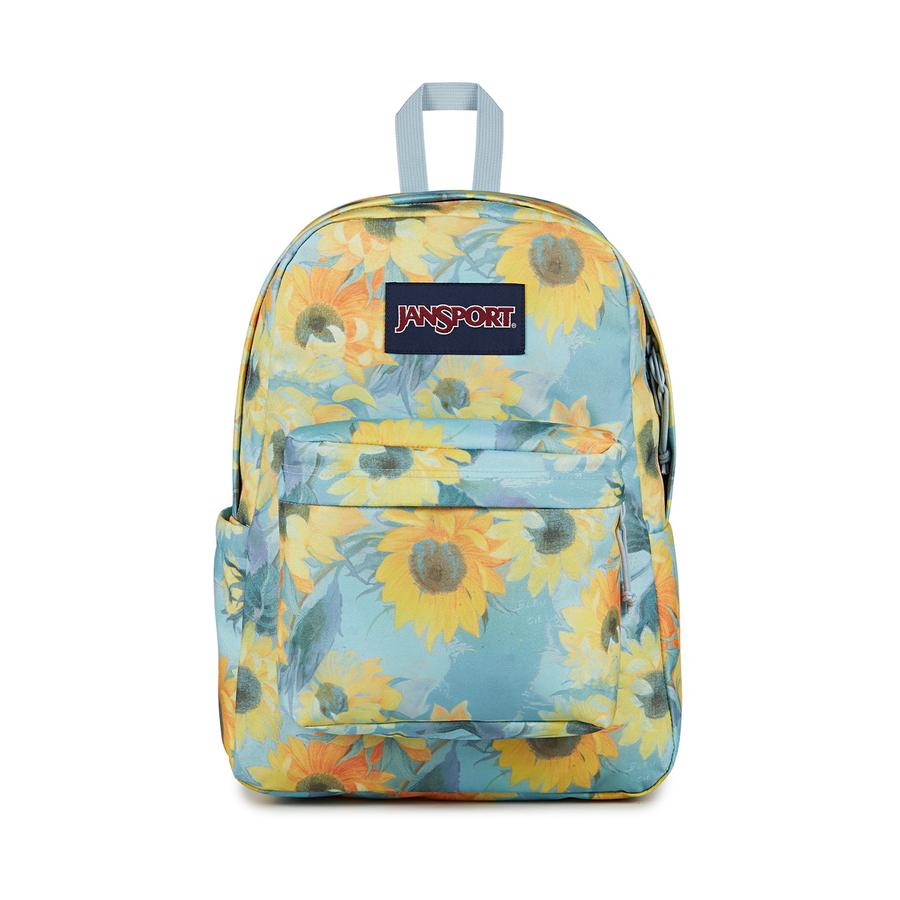 Jansport Superbreak Plus Backpack Surreal Sunflowers Blue Dusk Surreal Sunflowers Blue Dusk
