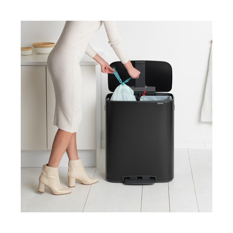 Brabantia Bo Pedal Bin (2 x 30L) Matte Black Matte Black