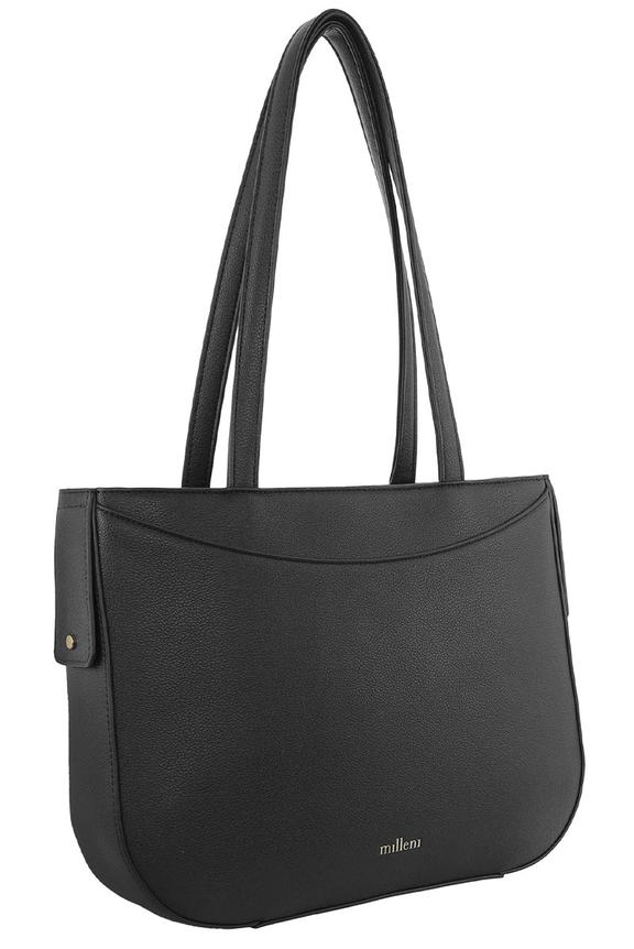 Milleni Luma Ladies Vegan Leather Fashion Shoulder Tote Bag Black