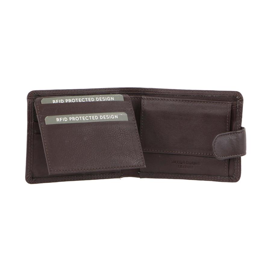 Milleni Fabio Men's Leather RFID Wallet Brown Brown