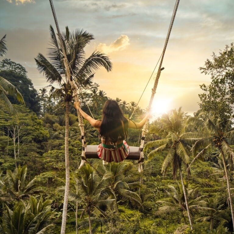 woman on bali swing