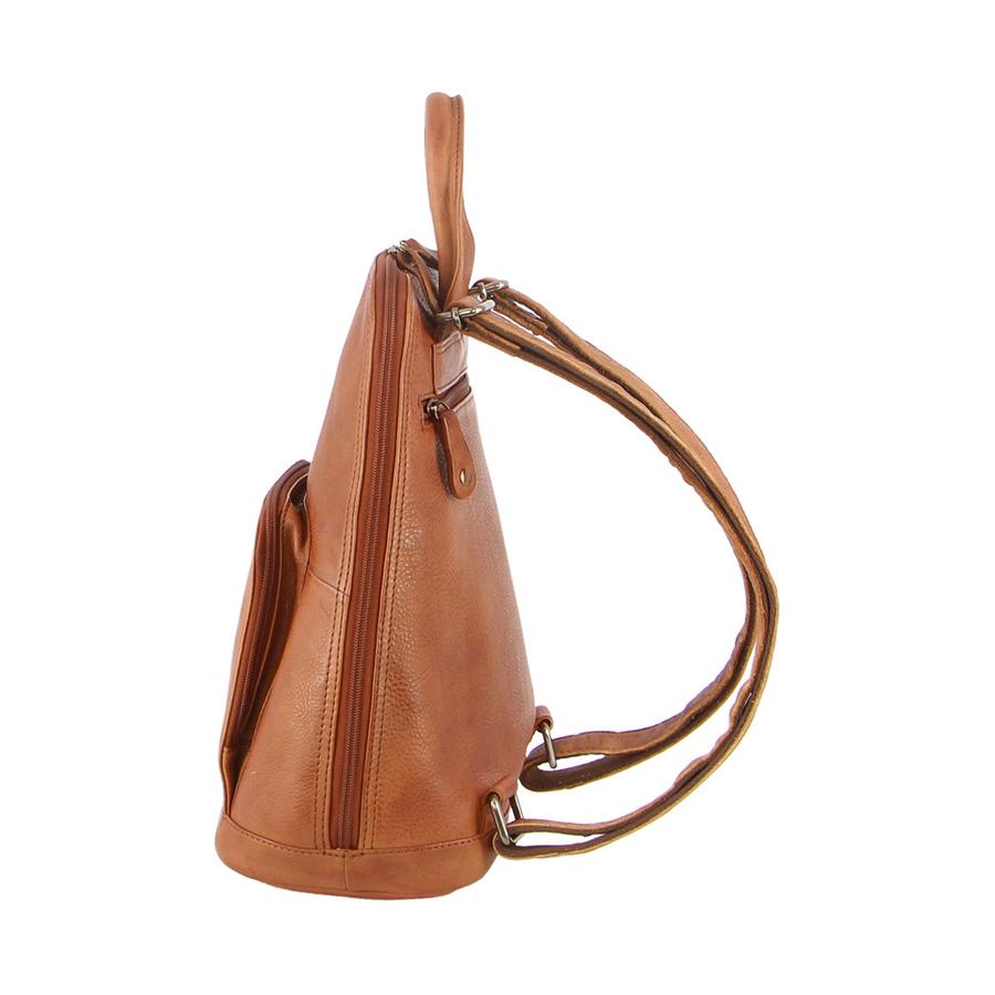 Milleni Anya Women's Leather Twin Zip Backpack Cognac Cognac
