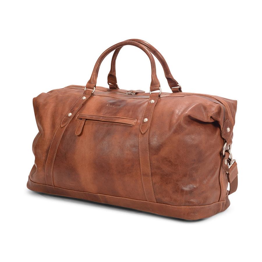 Pierre Cardin Kennedy Rustic Leather Overnight Duffle Bag Cognac Cognac